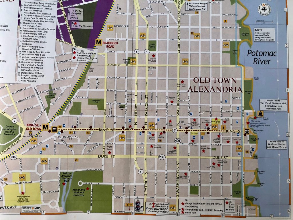 mapa turístico de alexandria virgínia estados unidos