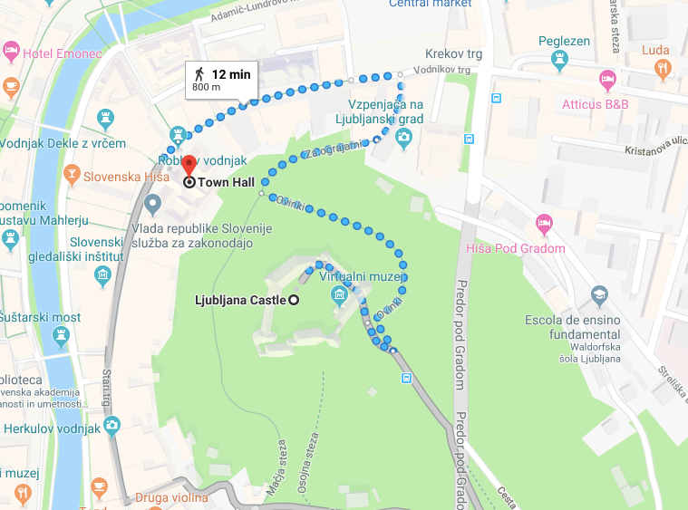 Ljubljana castle mapa