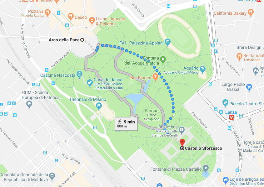 mapa parque Sempione milao